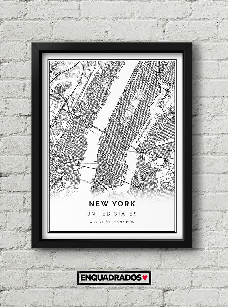 Quadro Mapa De Nova York decorativos