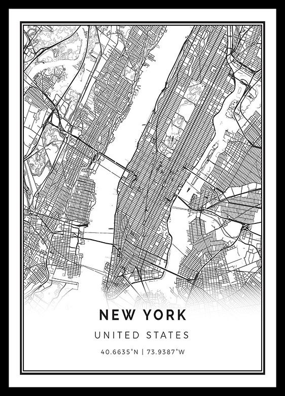 Quadro Mapa De Nova York decorativos